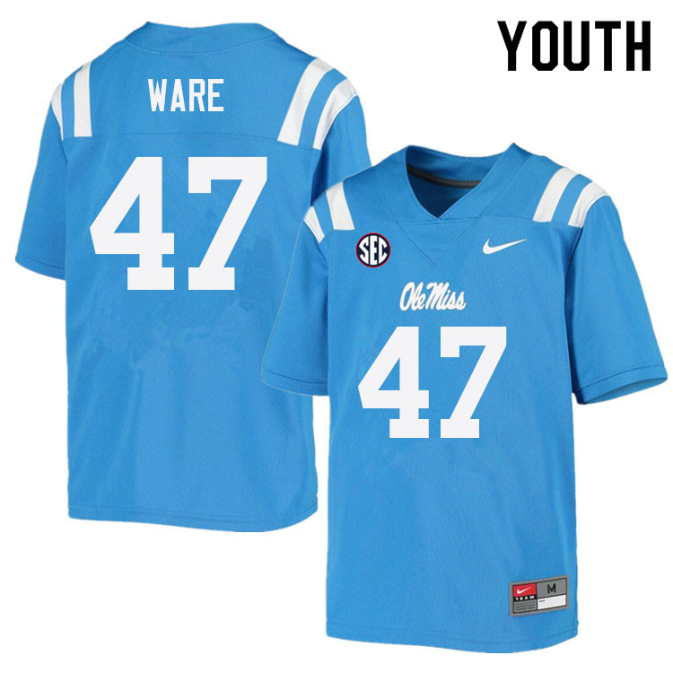 Youth #47 Matt Ware Ole Miss Rebels College Football Jerseys Sale-Power Blue